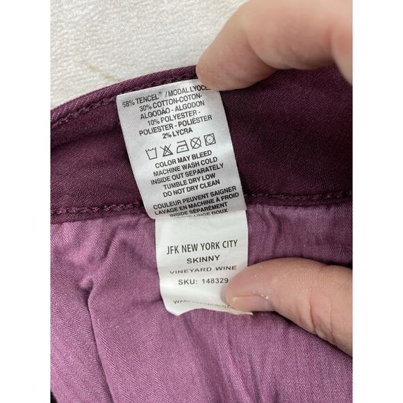 Warp + Weft Women's JFK Skinny Jeans Size 29 x 29 Burgundy Mid Rise Colorful - Picture 9 of 11